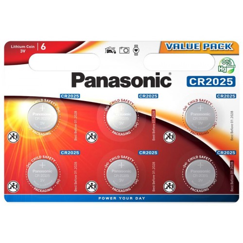 Panasonic Μπαταρία Λιθίου CR2025 3V (6τεμ)