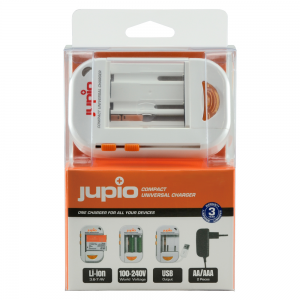 Jupio Compact Universal Charger Li-ion + AA/AAA + USB