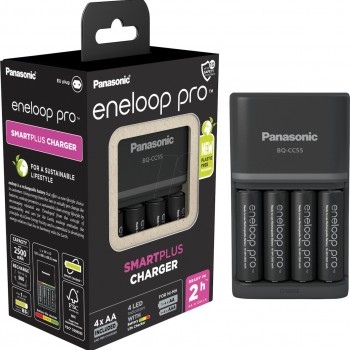 Panasonic Eneloop Charger BQ-CC55E + 4 x R6/AA Eneloop PRO 2500mAh