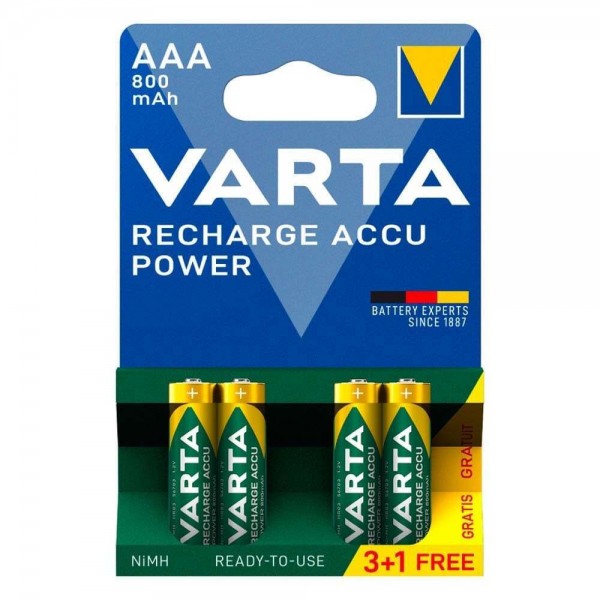 Varta Ready To Use AAA Ni-MH 800mAh 1.2V 4τμχ Μπαταρίες Επαναφορτιζόμενες