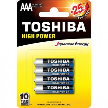 Toshiba High Power Αλκαλικές Μπαταρίες AAA 1.5V 4τμχ  Μπαταρίες Αλκαλικές