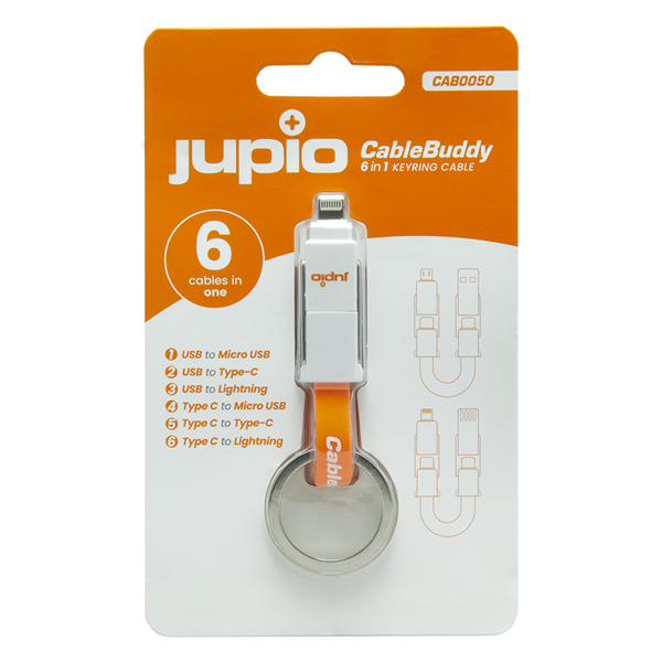 Jupio CableBuddy 6 in 1 Keyring Cable USB Καλώδια - Αντάπτορες Πρίζας