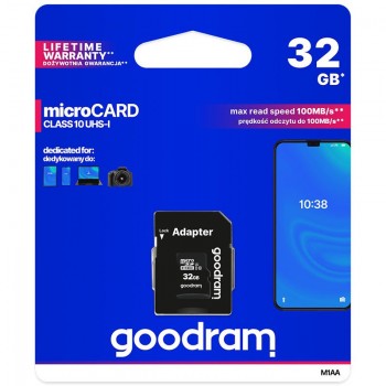GOODRAM microSDHC 32GB Class 10 UHS-I + SD Adapter GOODRAM microSDHC 32GB Class 10 UHS-I + SD Adapter