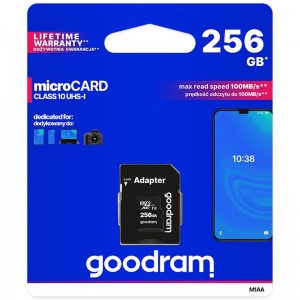 GOODRAM microSDXC 256GB class 10 UHS-I memory card + SD adapter 