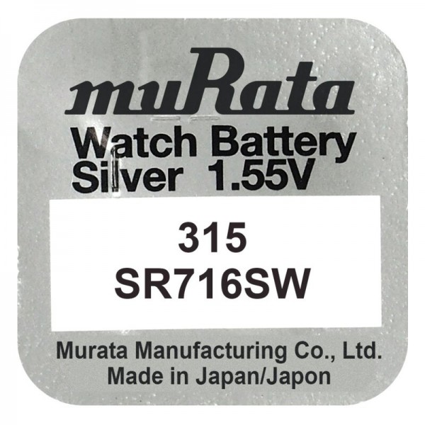 Murata 315/SR716 Μπαταρία Silver Oxide Ρολογιών SR67 1.55V 1τμχ Μπαταρίες Λιθίου ( Κουμπιά )