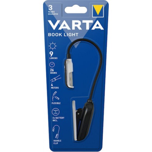 Varta Φωτάκι Βιβλίου LED με Κλιπ Μαύρο 