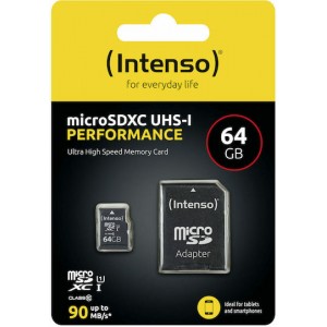 Intenso Performance R90 microSDXC 64GB Class 10 U1 UHS-I with adapter