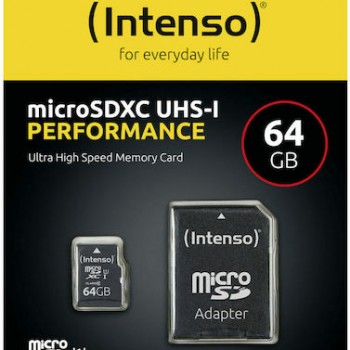 Intenso Performance R90 microSDXC 64GB Class 10 U1 UHS-I with adapter 