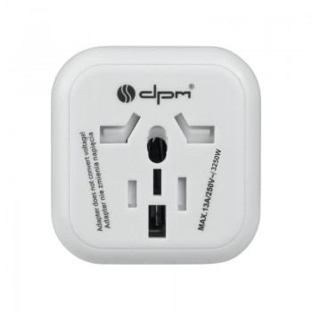Europe Travel Adapter DPM White  USB Καλώδια - Αντάπτορες Πρίζας
