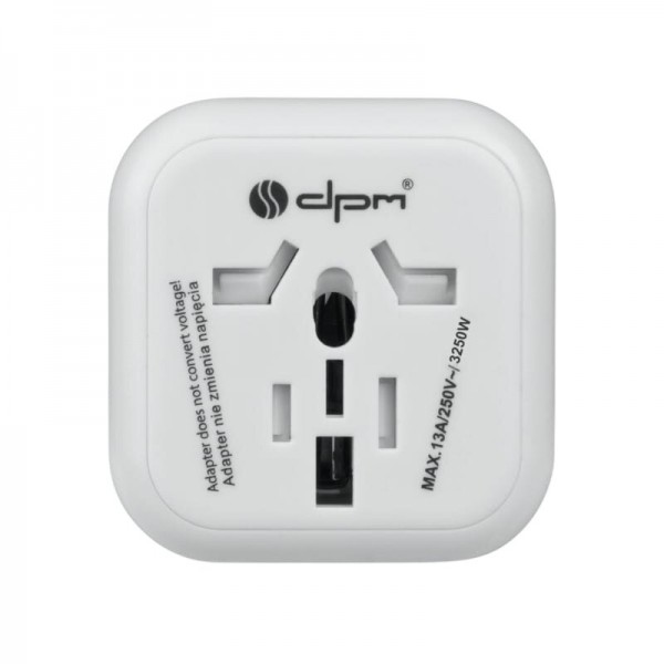 Europe Travel Adapter DPM White  USB Καλώδια - Αντάπτορες Πρίζας