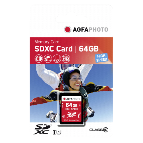 AgfaPhoto SDXC Card 64GB High Speed Class 10 UHS I 