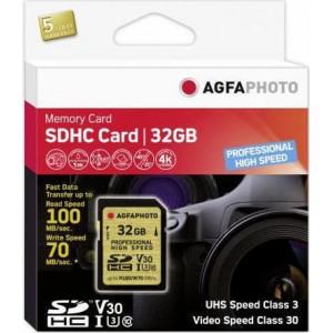 AgfaPhoto Professional High Speed SDXC 32GB Class 10 U3 V30 