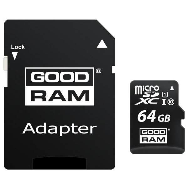 GOODRAM microSDXC 64GB Class 10 UHS-I + SD Adapter GOODRAM microSDXC 64GB Class 10 UHS-I + SD Adapter