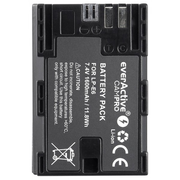 everActive camPRO Μπαταρία LP-E6 για Canon 1600mAh Μπαταρίες Φωτ.Μηχανών για Canon