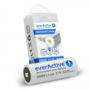 everActive 26650 3.7V Li-ion 5200mAh micro USB battery with BOX protection 