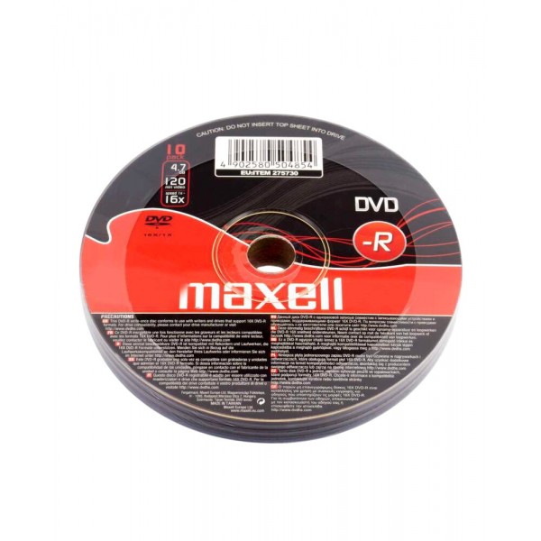 Maxell Εγγράψιμα DVD-R 16x 4.7GB Cake Box 10τμχ DVD /  Blu-ray / CD Discs