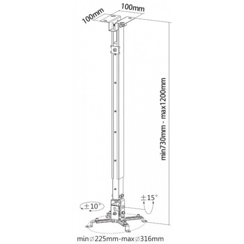 reflecta Universal Ceiling Mount TAPA 70-120 Silver 23059