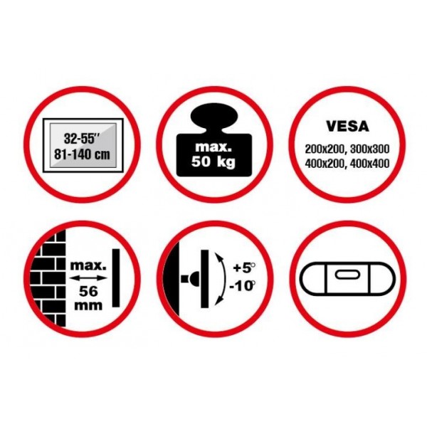 reflecta PLANO Flat 55-4040T Wall Mount for TV(tiltable) 23095 (32"-55") Βάσεις Τηλεόρασης Τοίχου