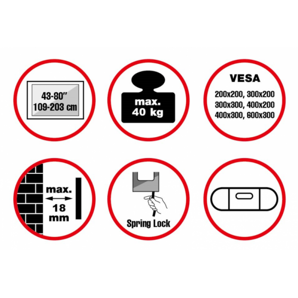 reflecta PLANOLED 80-6030 23097 (43-80") Βάσεις Τηλεόρασης Τοίχου