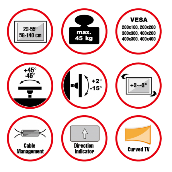 reflecta FLEXO 55-4040TC 23162 (23''-55'') Βάσεις Τηλεόρασης Τοίχου reflecta FLEXO 55-4040TC 23162 (23''-55'') Βάσεις Τηλεόρασης Τοίχου
