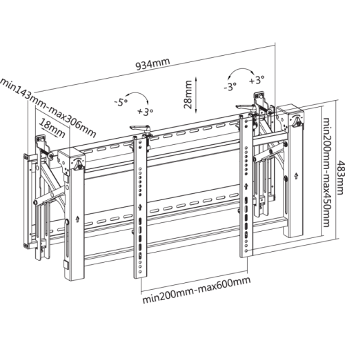 reflecta PLANO Video Wall 70-6040 with Pop-Out function (45"-70") 