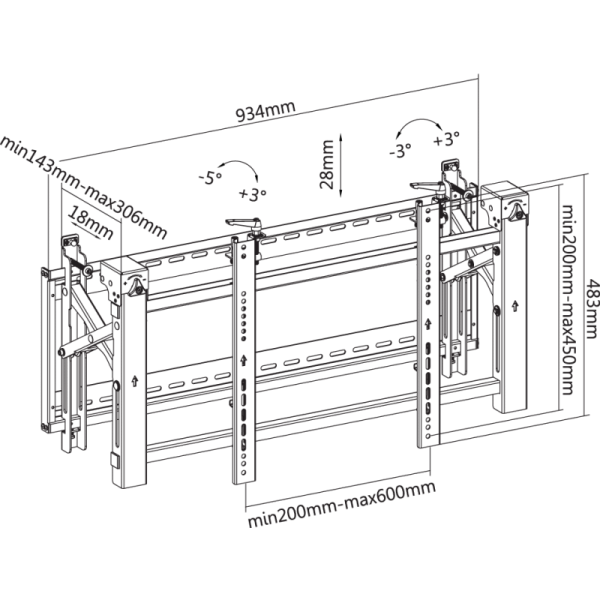 reflecta PLANO Video Wall 70-6040 with Pop-Out function (45"-70")  Βάσεις Τηλεόρασης Τοίχου