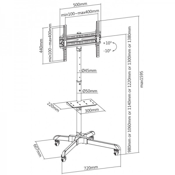 reflecta TV Stand 55P-Shelf 23199 Βάσεις Τηλεόρασης Δαπέδου(TV Stands)