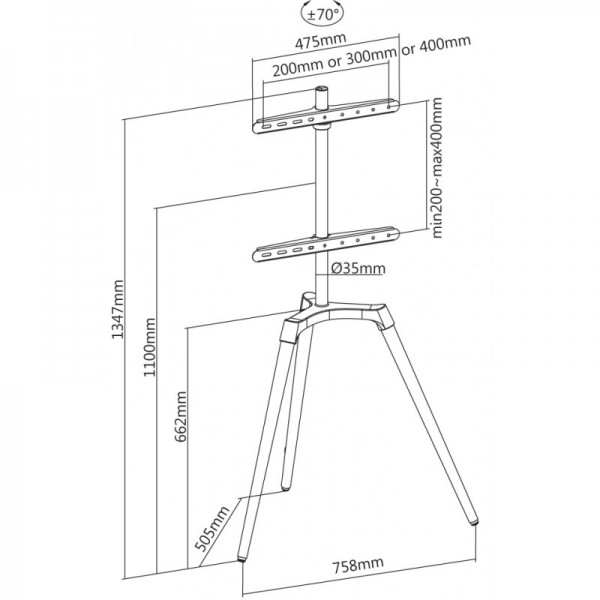 reflecta TV Stand Elegant 65W black 23219 Βάσεις Τηλεόρασης Δαπέδου(TV Stands)