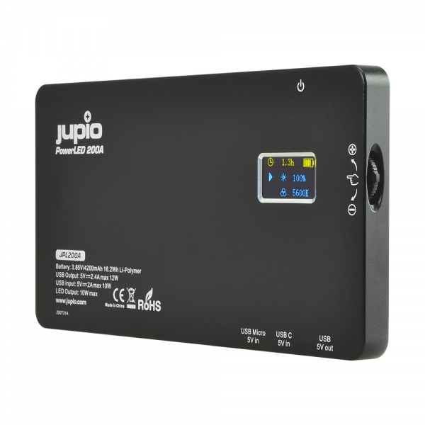Jupio PowerLED 200 with Built-in Powerbank Jupio PowerLED 200 with Built-in Powerbank