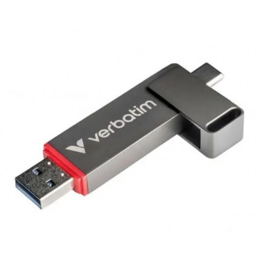Verbatim Quickstick 128GB USB 2.0 Stick με σύνδεση USB-A & USB-C Γκρι