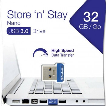 Verbatim Store 'n' Stay Nano 32GB USB 3.0 Stick Μπλε