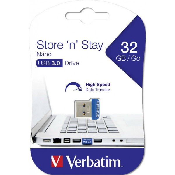 Verbatim Store 'n' Stay Nano 32GB USB 3.0 Stick Μπλε