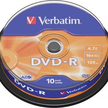 Verbatim Εγγράψιμα DVD-R 16x 4.7GB Cake Box 10τμχ