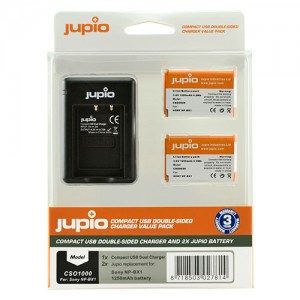 Jupio Kit: 2x Battery NP-BX1 1250 mAh + Compact USB Double-Sided Charger 