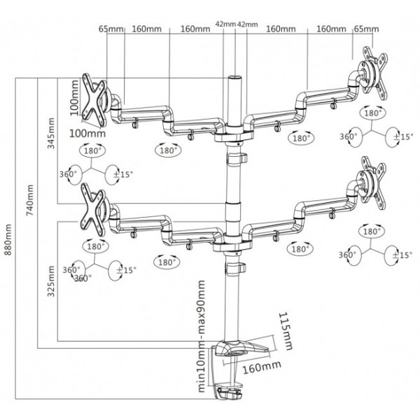 reflecta FLEXO Desk 23-1010 Q 23252 Βάσεις Monitor