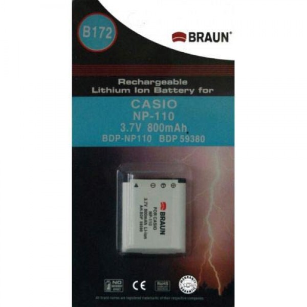 Braun Μπαταρία NP-110 για Casio 800mAh Μπαταρίες Φωτ.μηχανών για Casio
